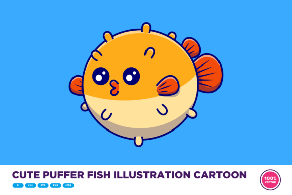 Download Cute Puffer Fish Illustration Cartoon - Fish illustration Collection